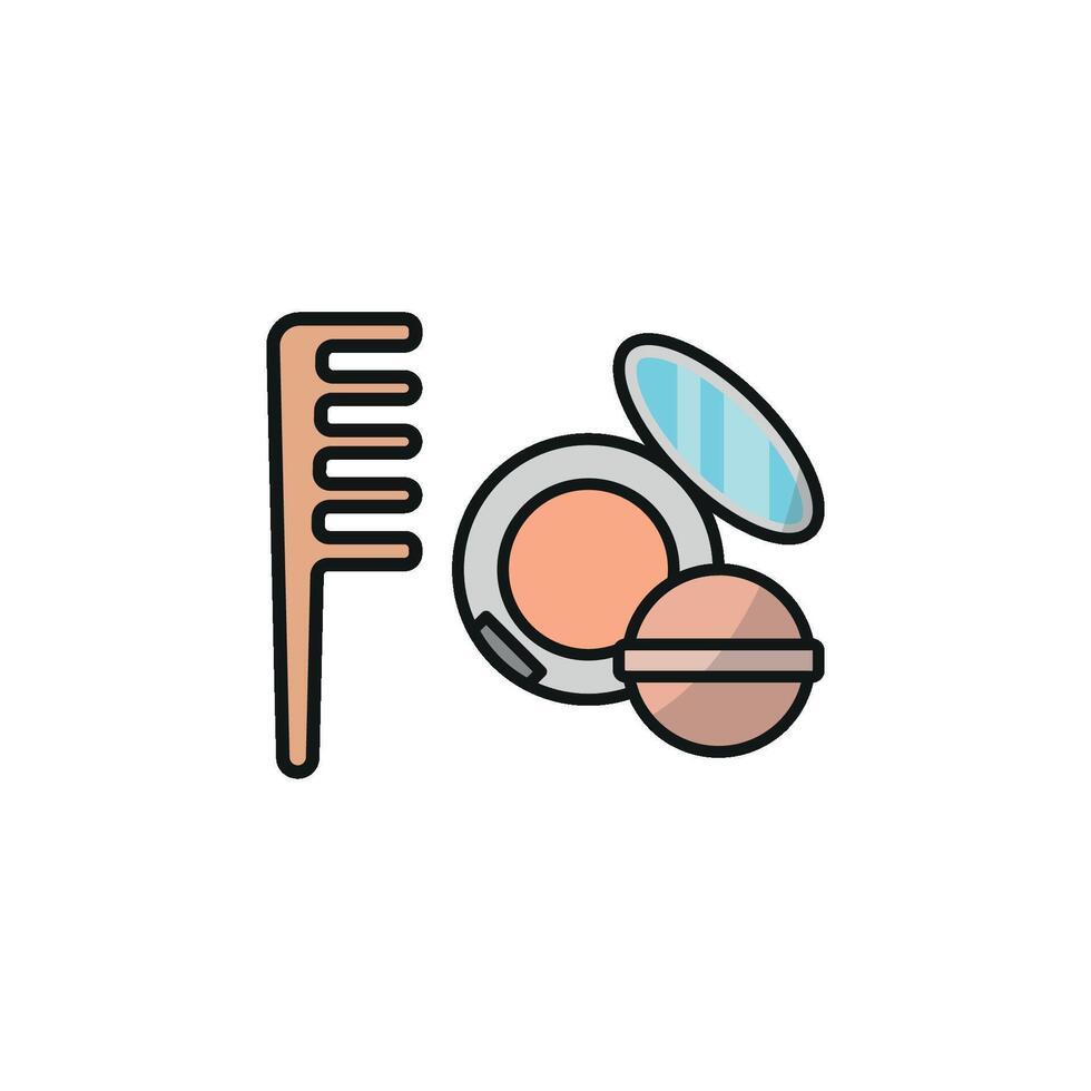 Powder Puff and Hairbrush Set Icon is a sleek and elegant design, perfect for showcasing beauty tools, makeup kits, and grooming essentials vector
