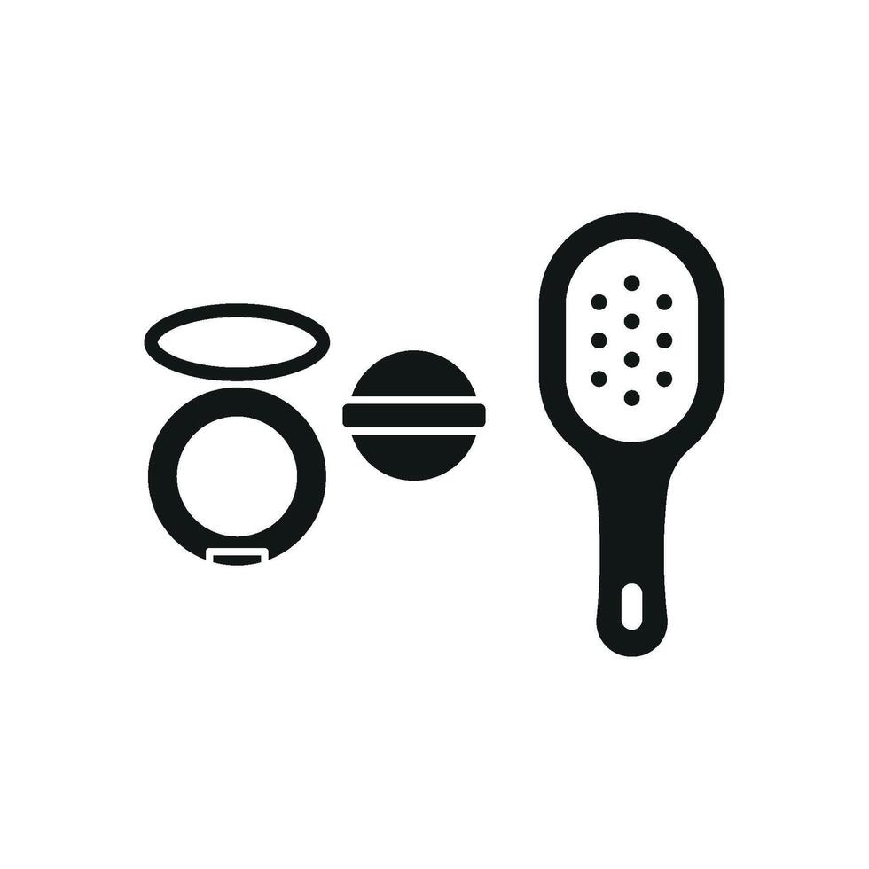 Powder Puff and Hairbrush Set Icon features a modern and minimalistic design, perfect for beauty routines, makeup applications, and online beauty stores vector