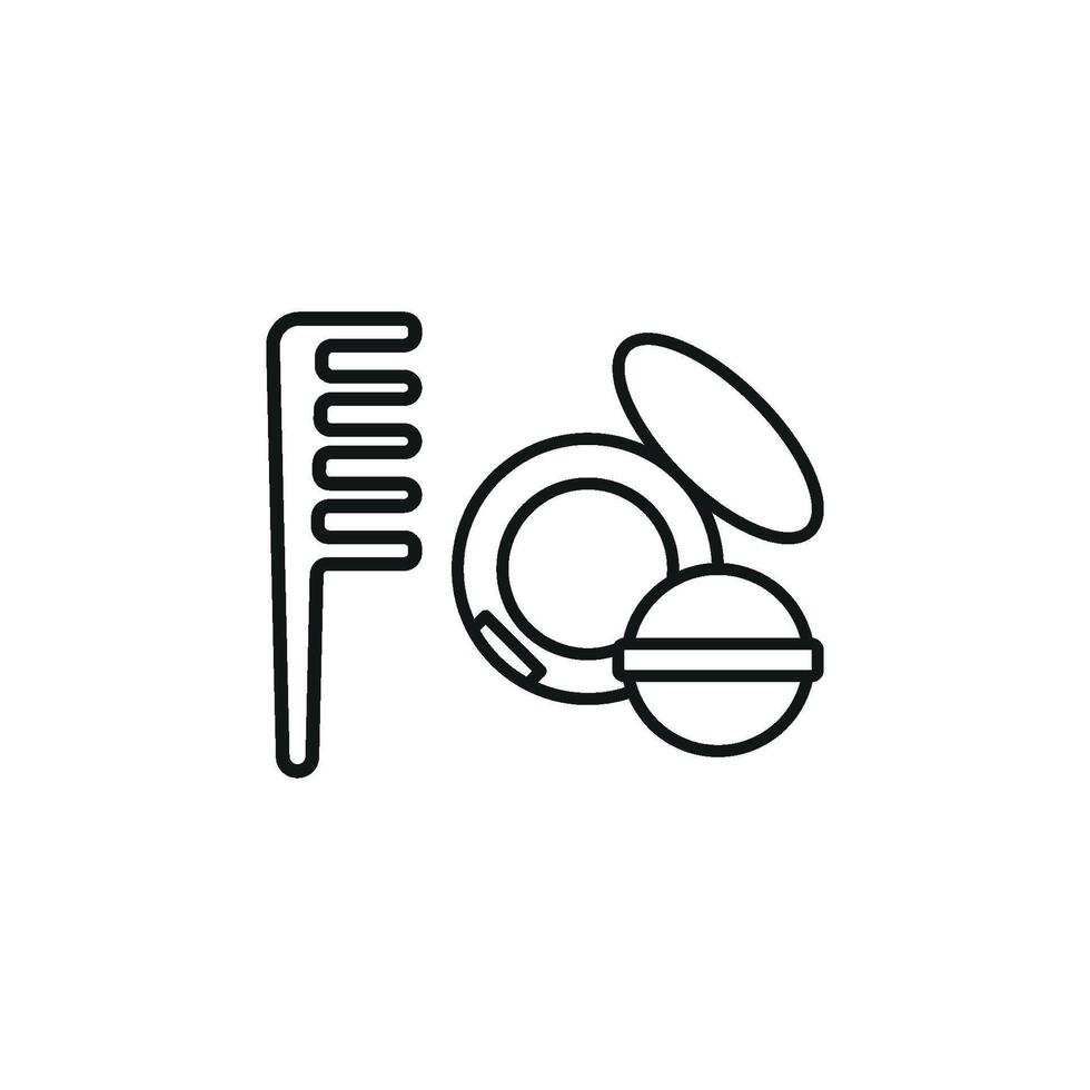 Powder Puff and Hairbrush Set Icon is a versatile and functional design, perfect for beauty apps, hairstyling tools, and product marketing vector