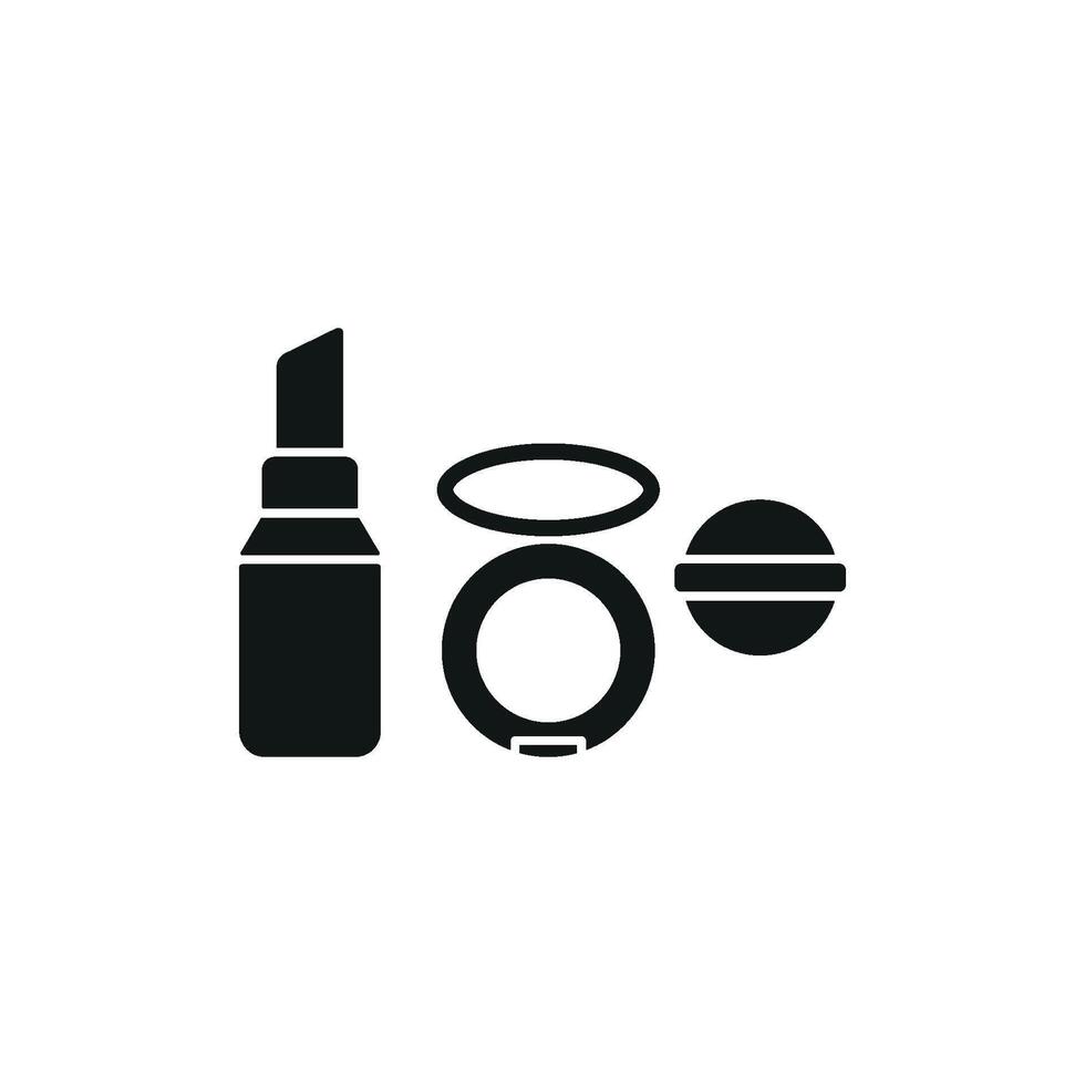 Powder Puff and Lipstick Icon provides a modern and minimalist look, perfect for promoting cosmetics, beauty routines, and makeup tools vector