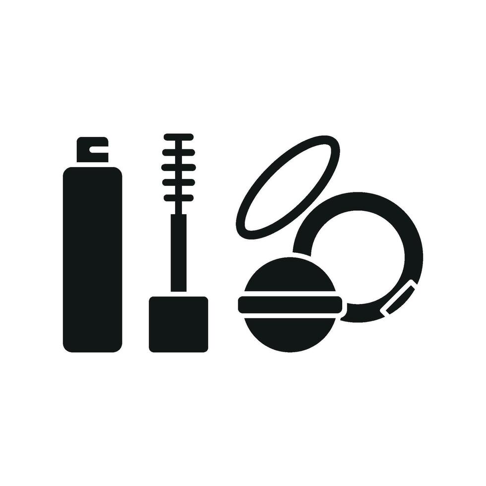 Powder Puff and Mascara Icon is a modern and refined design, perfect for promoting mascara, face powders, and other cosmetic essentials vector