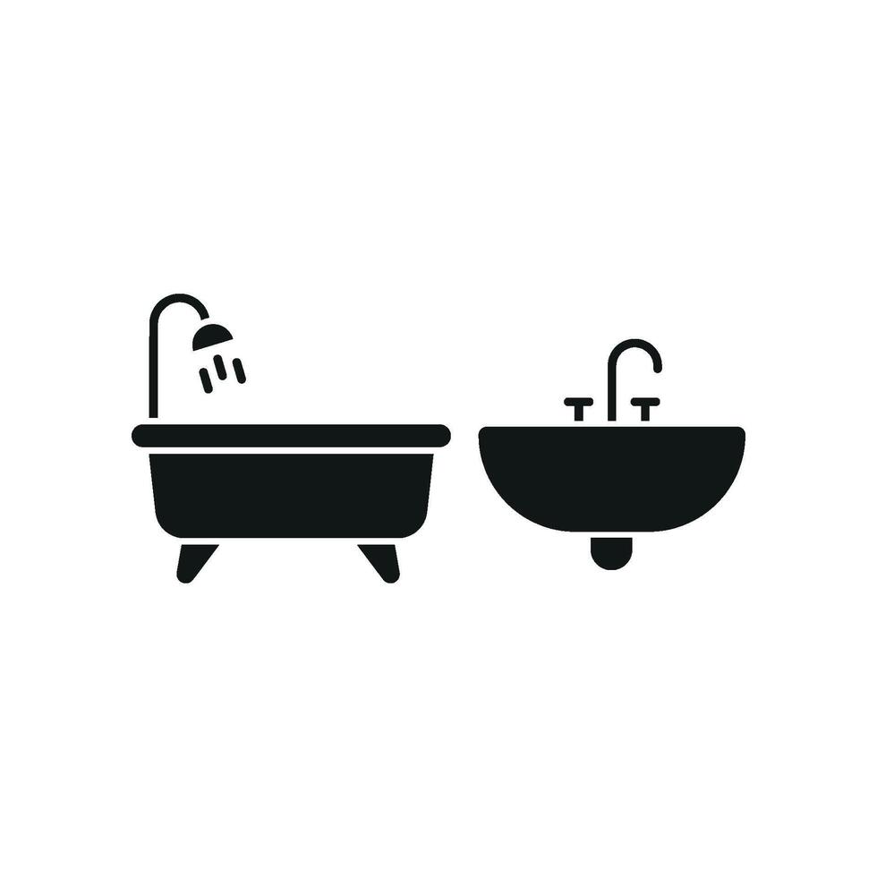 Sink and Bathtub Set Icon is a modern, clean, and functional design, ideal for interior decorators, bathroom designers, and home improvement platforms vector