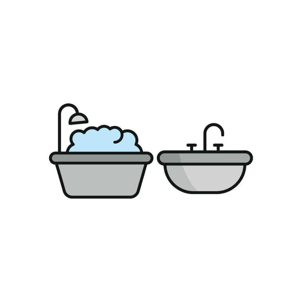 Sink and Bathtub Set Icon is a sleek and refined design, ideal for marketing bathroom solutions, remodeling services, and plumbing supplies vector