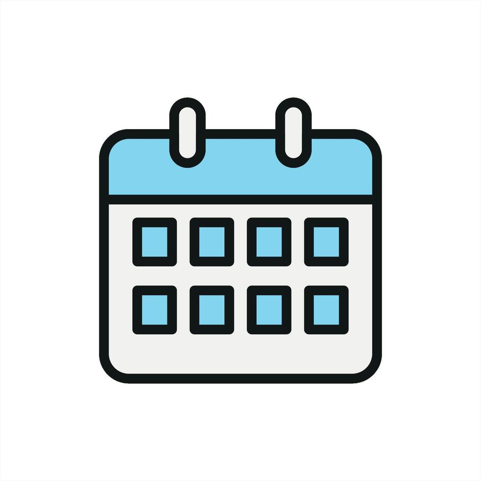 Calendar icon features a clean and organized design, perfect for scheduling apps vector