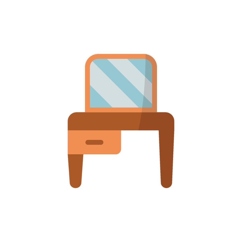 Dressing Table Icon provides a chic and sophisticated look, ideal for luxury furniture brands and bedroom-related projects vector