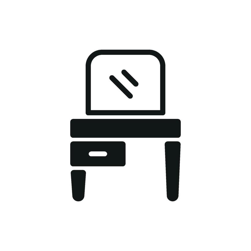 Dressing Table Icon is a minimalistic and sleek design, perfect for clean and modern interior projects, bedroom layouts, and beauty setups vector
