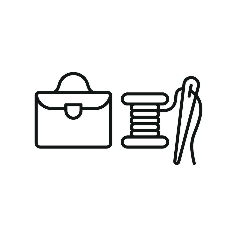 Needle, Thread, and Briefcase Icon is a minimalistic design, perfect for tailoring, entrepreneurship, and creative industries vector