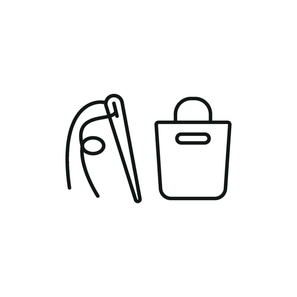Needle, Thread, and Briefcase Icon is a modern and functional design, perfect for project managers, designers, and sewing service providers vector