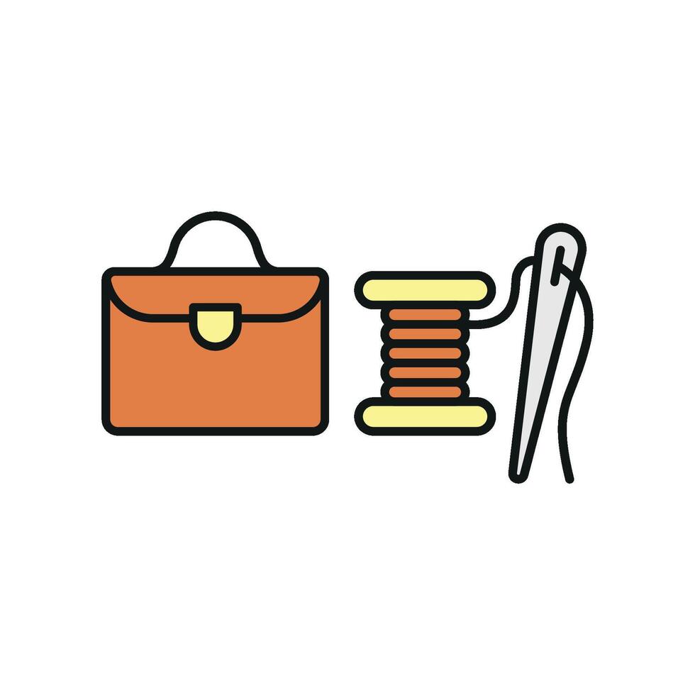 Needle, Thread, and Briefcase Icon features a balanced and clean design, ideal for combining business with creativity, suitable for corporate and fashion brands vector