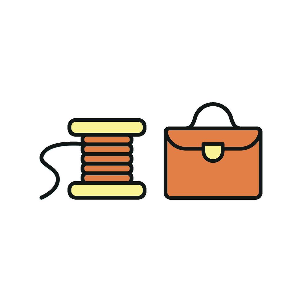 Needle, Thread, and Briefcase Icon is a professional and creative design, perfect for tailoring businesses, fashion apps, and corporate branding vector