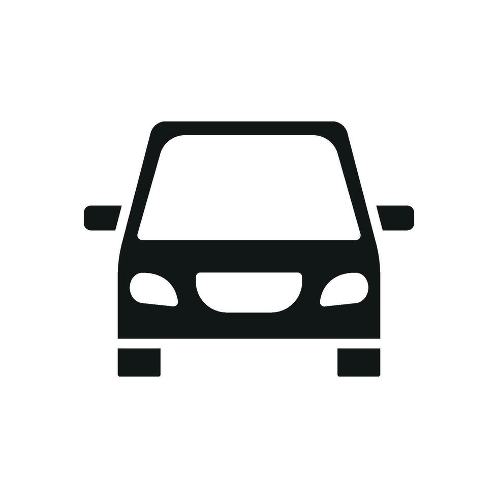 Car icon features a sleek and modern design, perfect for representing transportation, road trips, or vehicle-related services vector