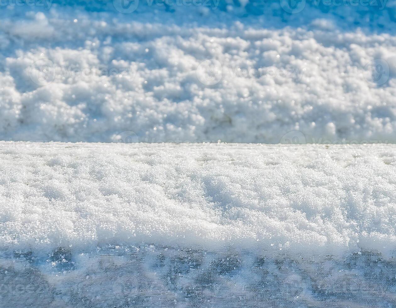 Beautiful view of the sea salt expanse on the beach with a bright atmosphere. Clean blue sky photo