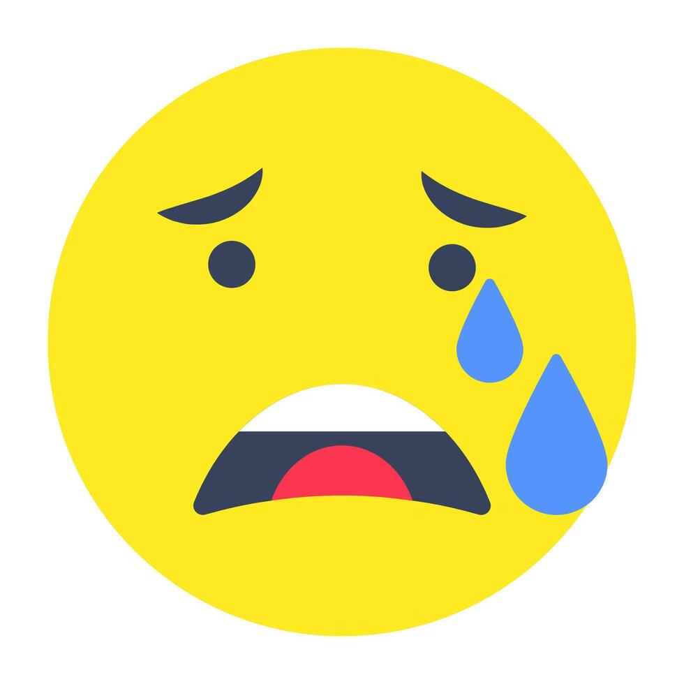 A creative design icon of weeping face vector