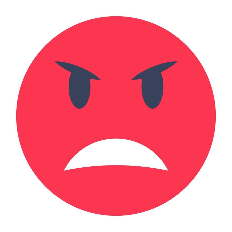Conceptual flat rounded design icon of angry face vector