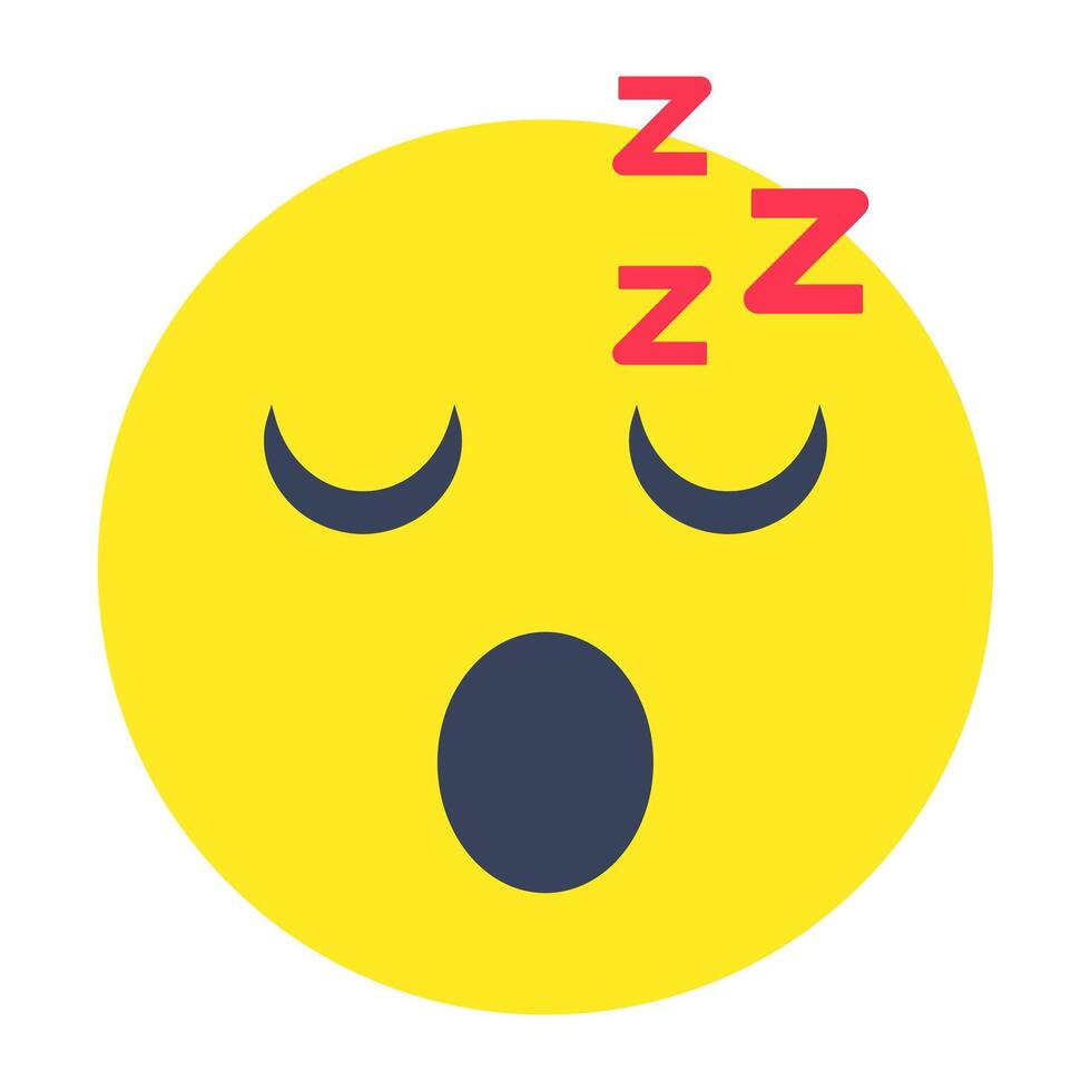 Editable flat rounded design of sleeping emoji vector