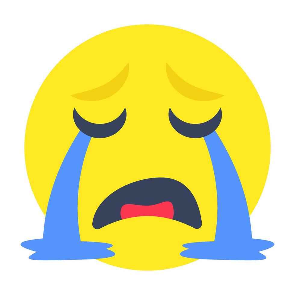 A creative design icon of weeping face vector