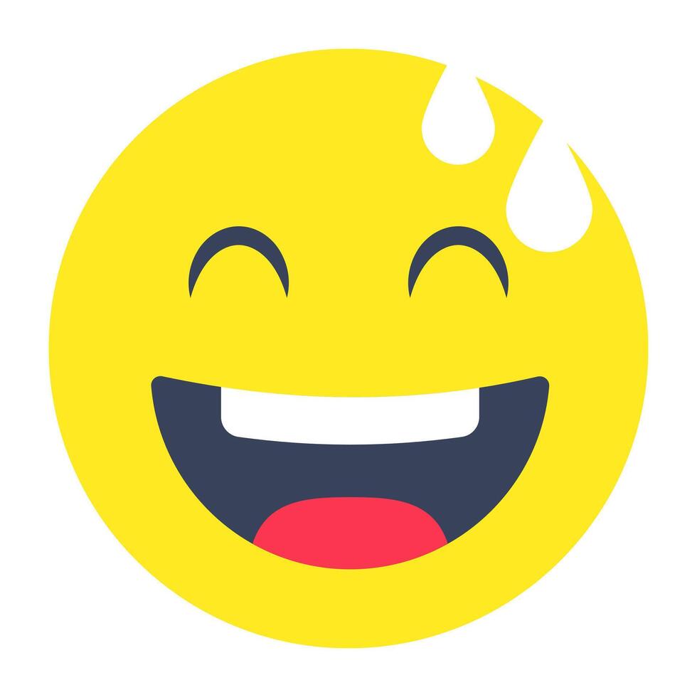 Editable flat rounded design of happy emoji vector