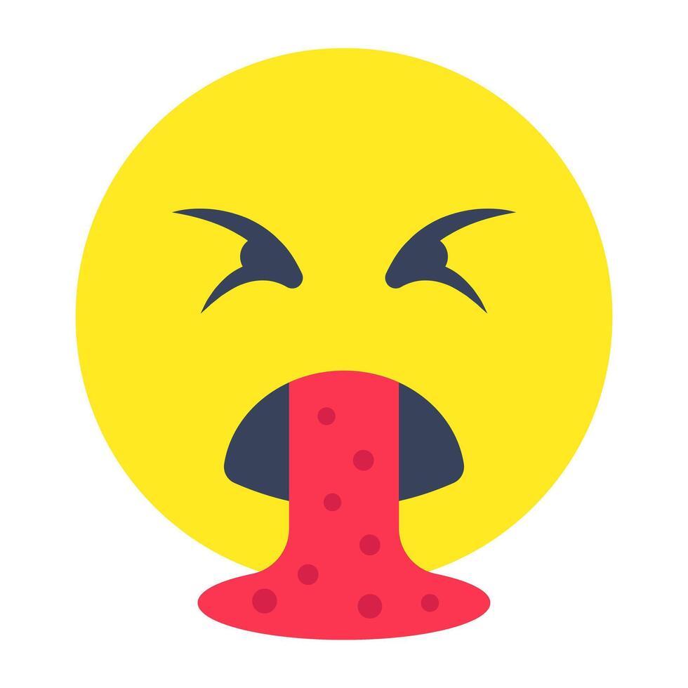 Conceptual flat rounded design icon of vomit Emoji vector