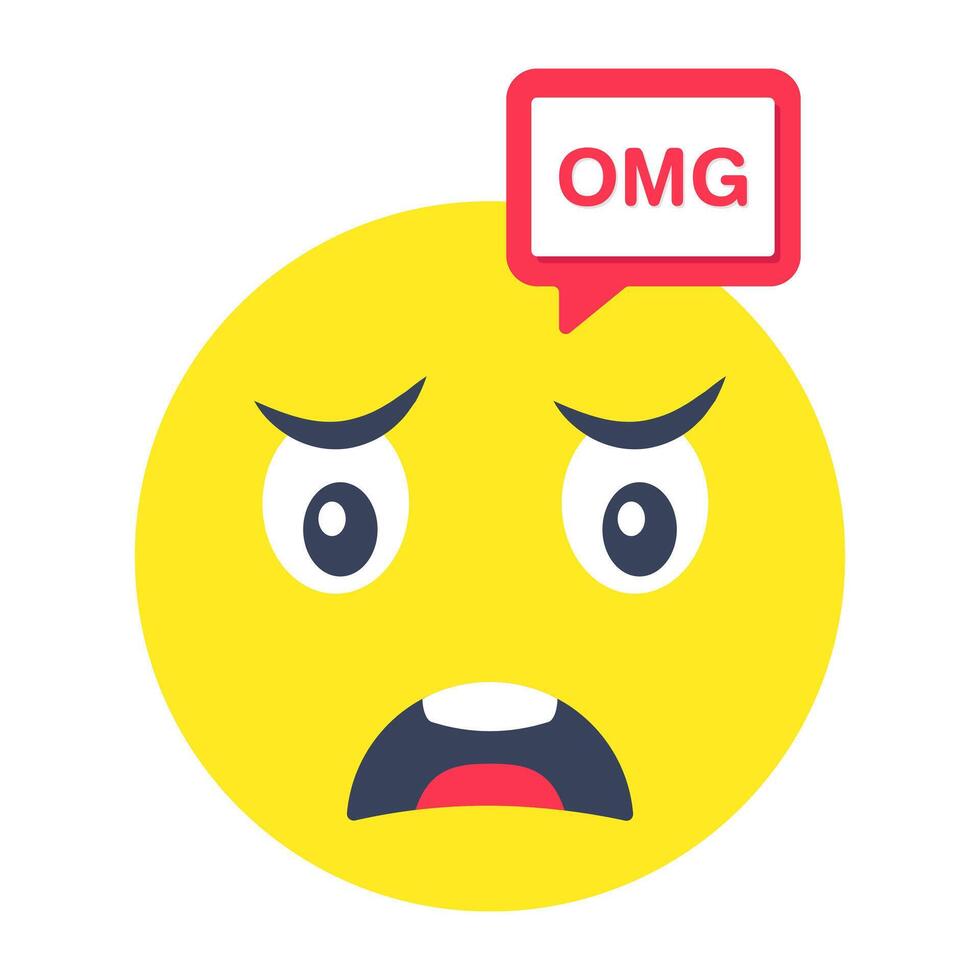 Conceptual flat rounded design icon of omg smiley vector