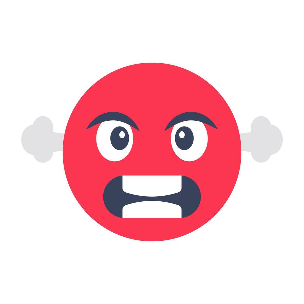 Conceptual flat rounded design icon of angry face vector