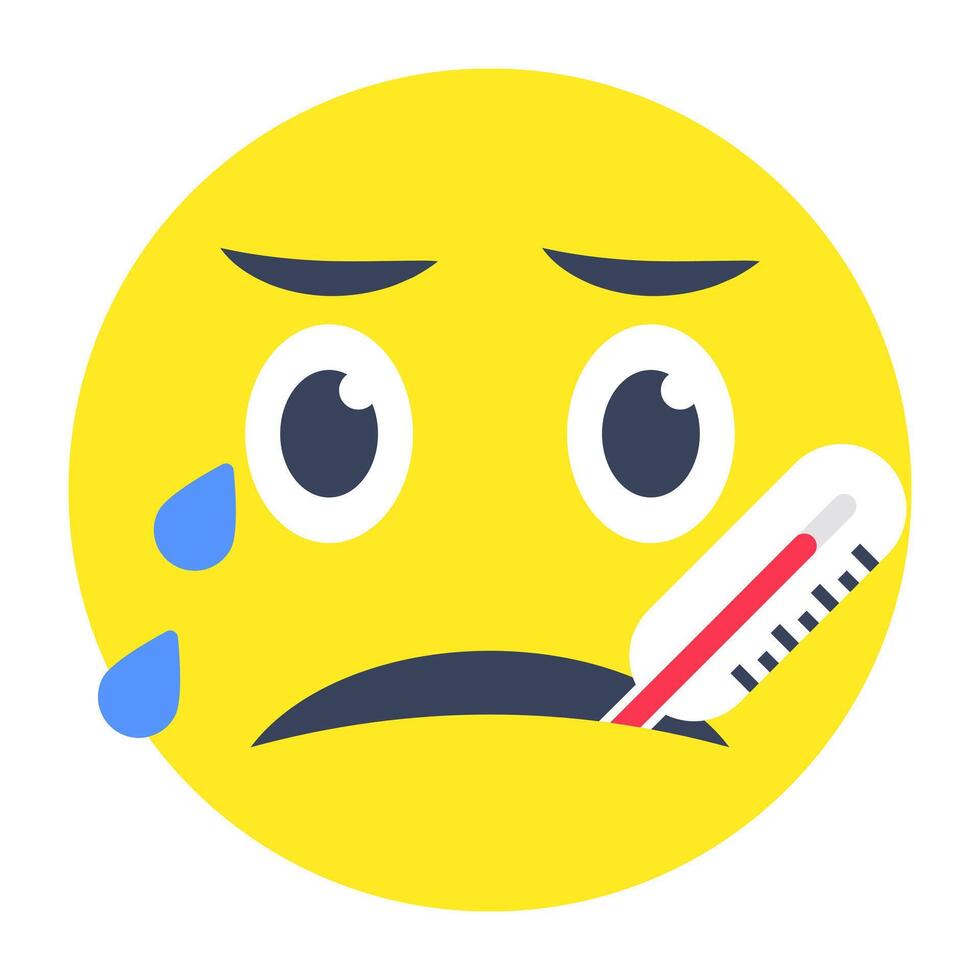 design of fever face emoji vector
