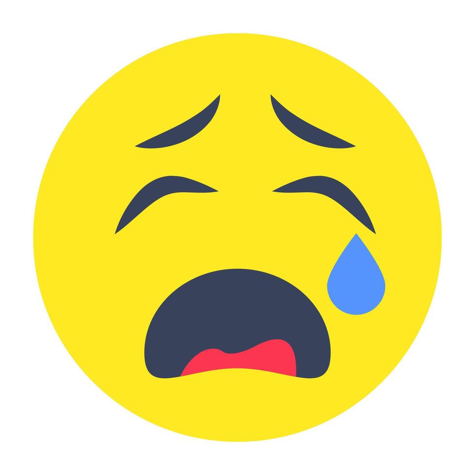 A creative design icon of weeping face vector