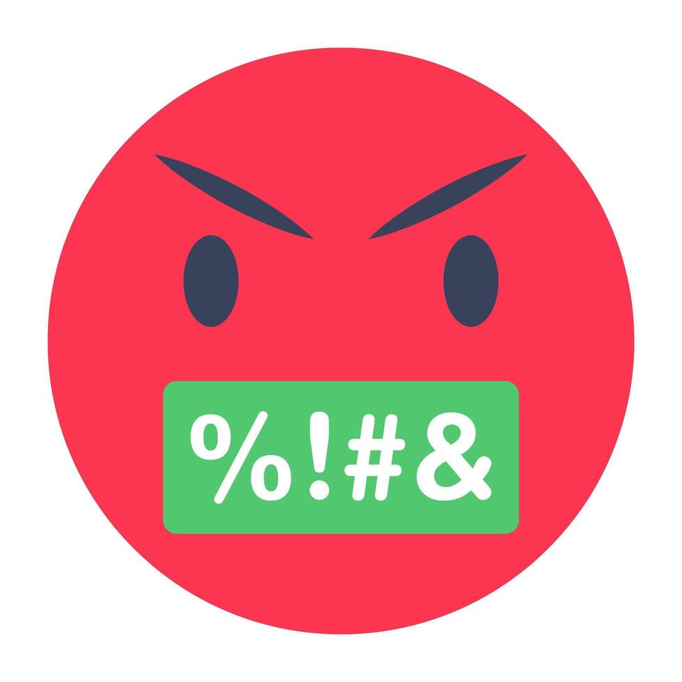 Editable design icon of swearing face vector