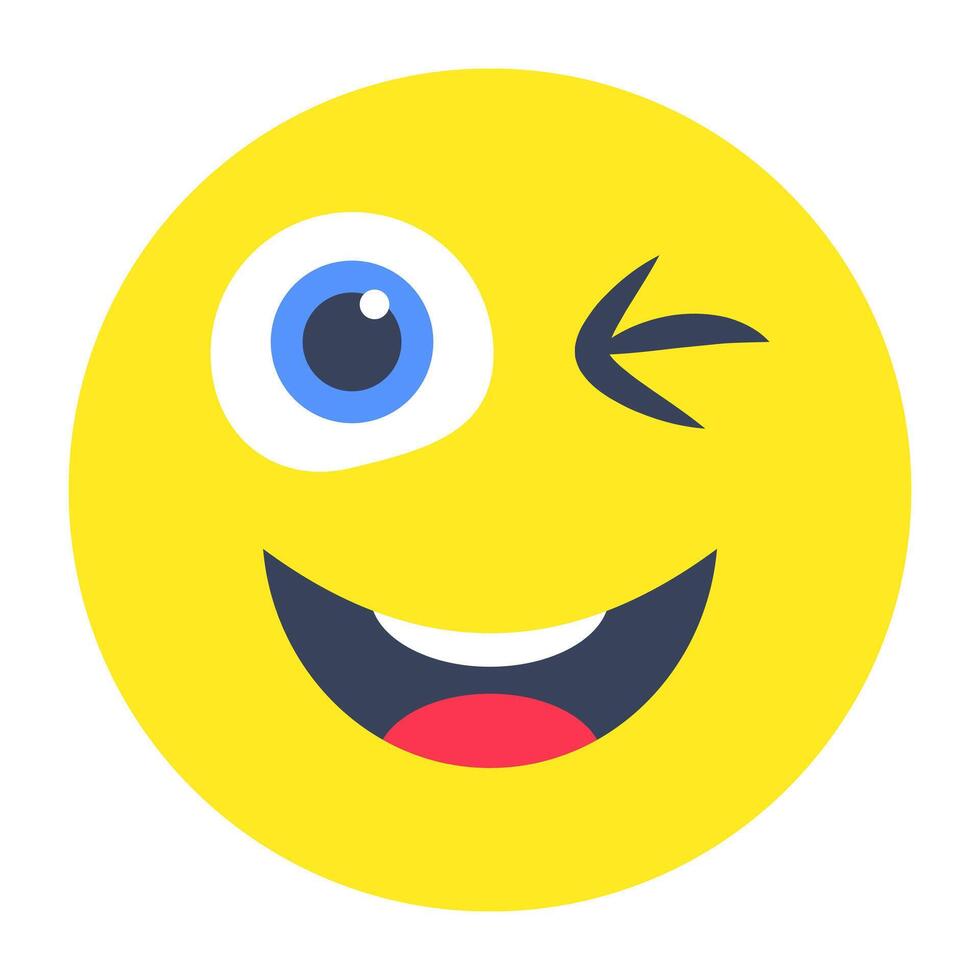 A flat rounded design icon of one eye emoji vector