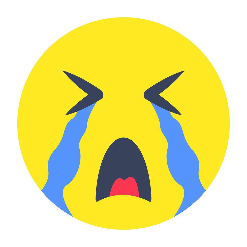 A creative design icon of weeping face vector