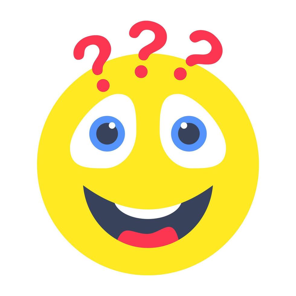 Conceptual flat rounded design icon of confused emoji vector
