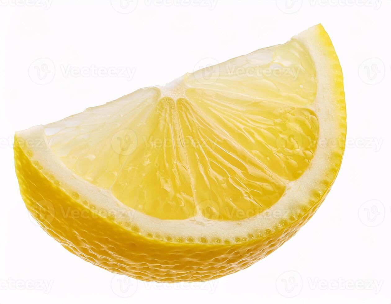 Falling fresh lemon slices floating in the air, isolated on white background photo