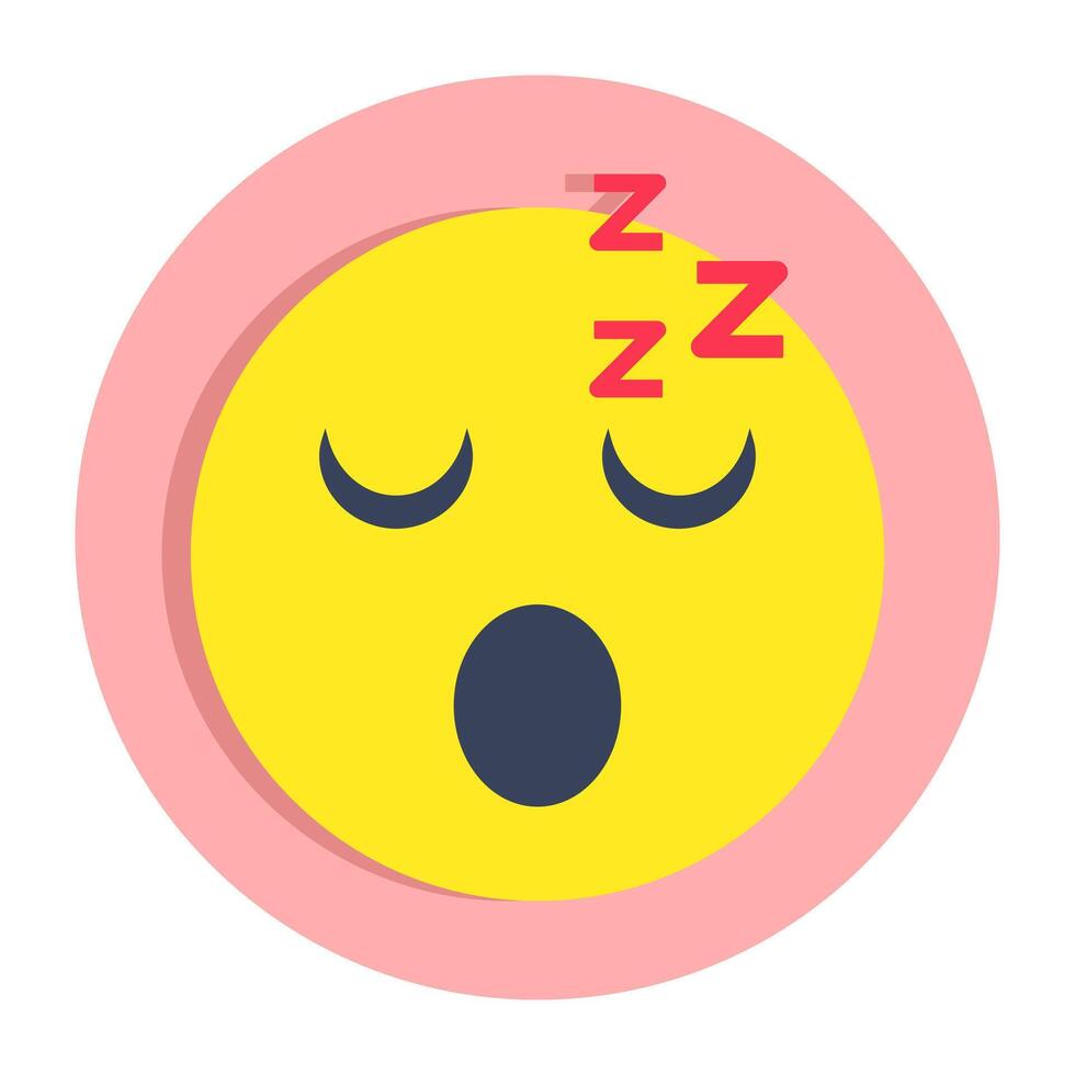 Editable flat rounded design of sleeping emoji vector