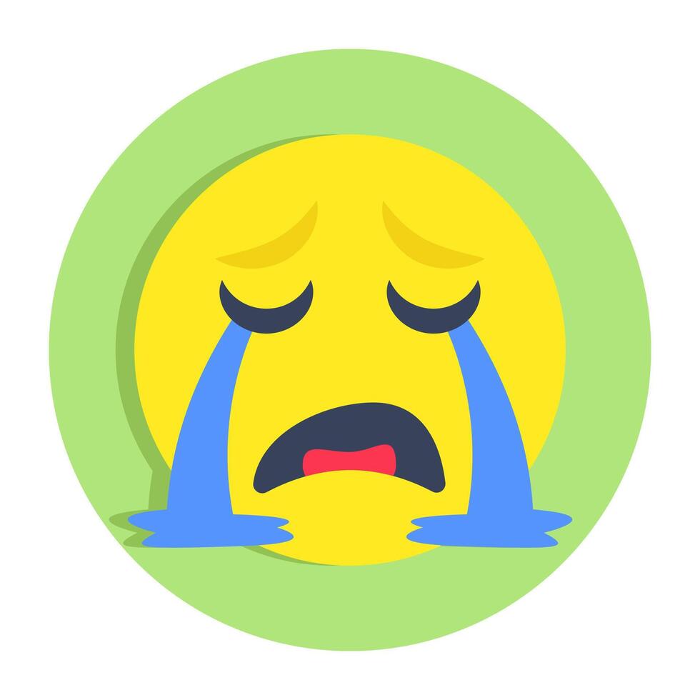 A creative design icon of weeping face vector