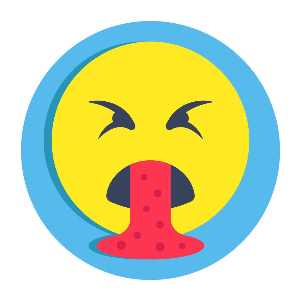 Conceptual flat rounded design icon of vomit Emoji vector
