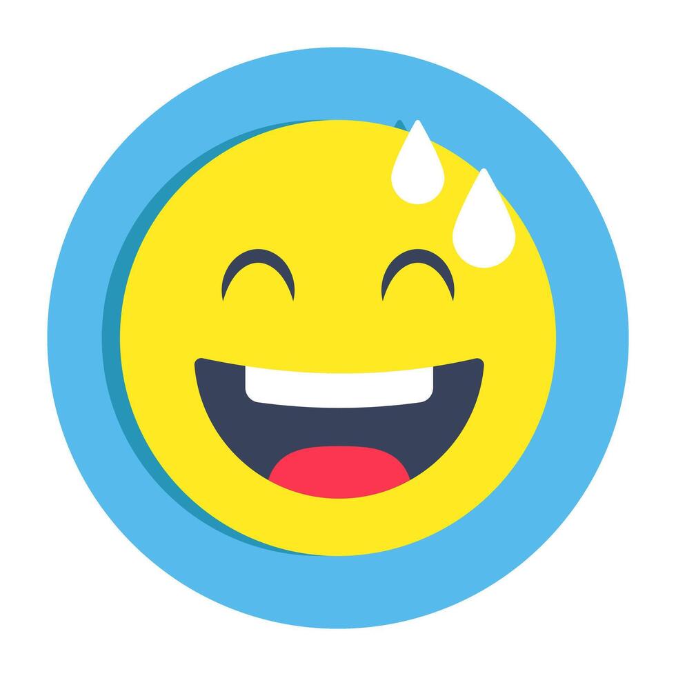Editable flat rounded design of happy emoji vector