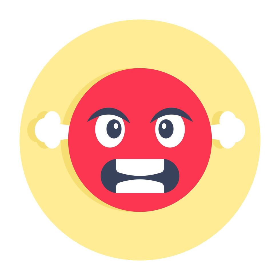 Conceptual flat rounded design icon of angry face vector