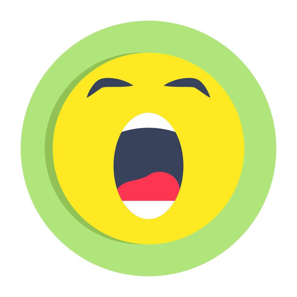 Conceptual flat rounded design icon of bored emoji vector