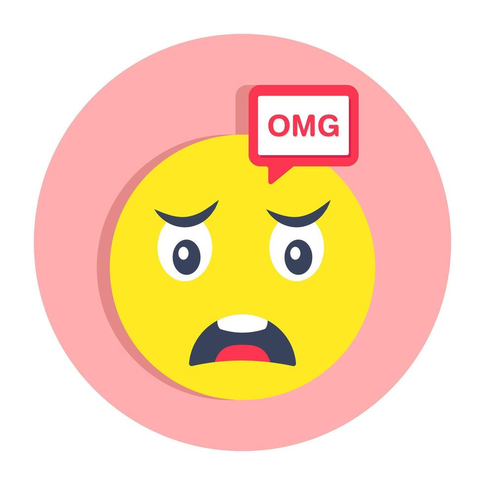 Conceptual flat rounded design icon of omg smiley vector