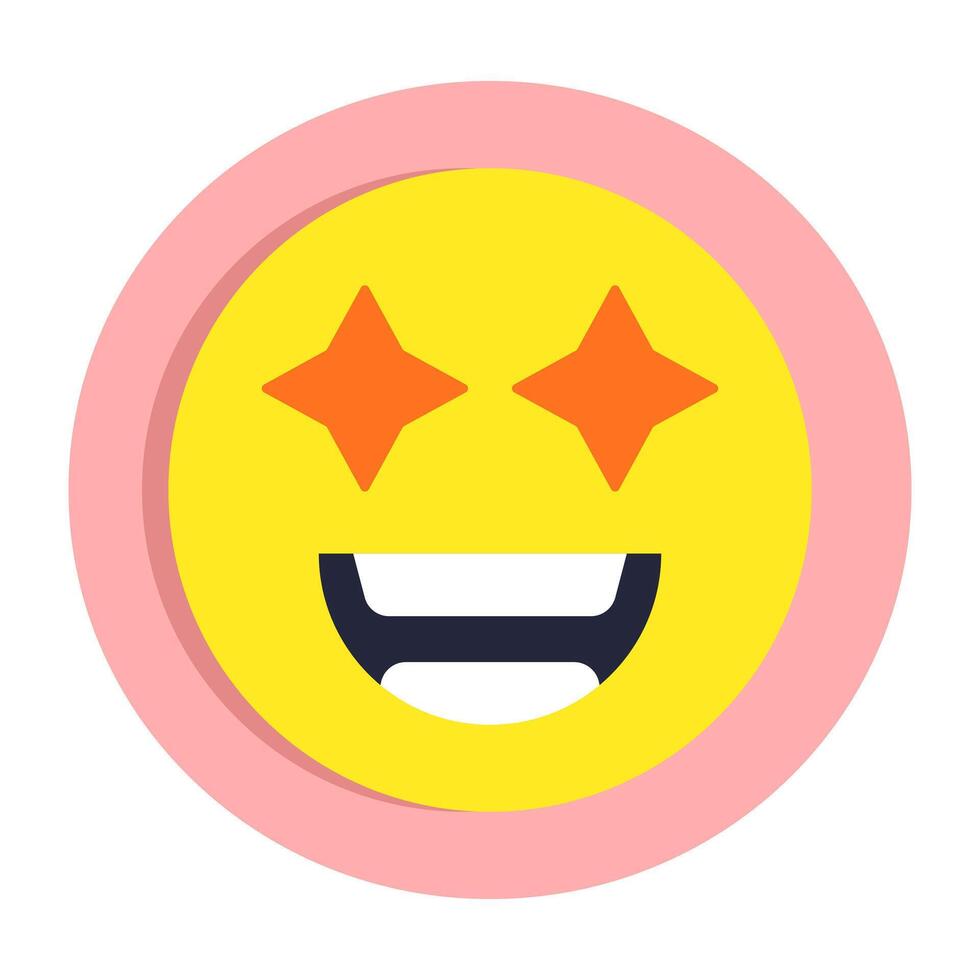 A creative design icon of star eyes face vector