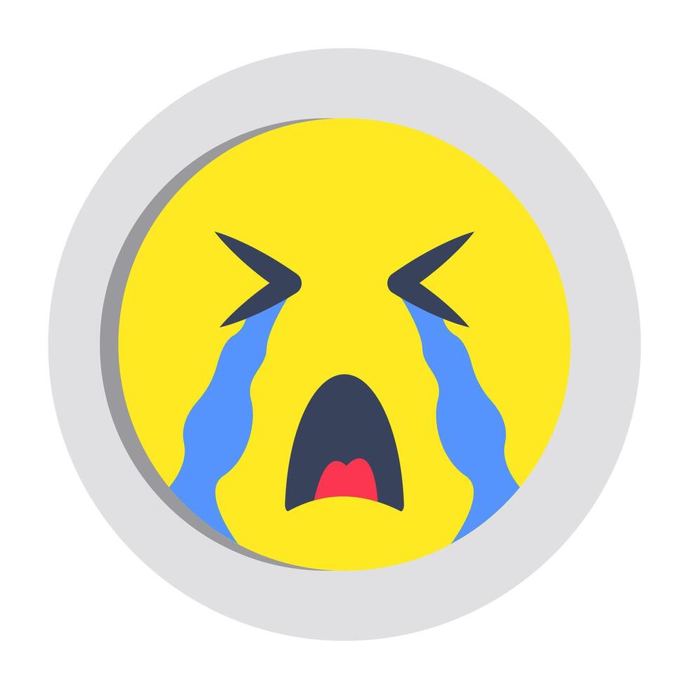 A creative design icon of weeping face vector