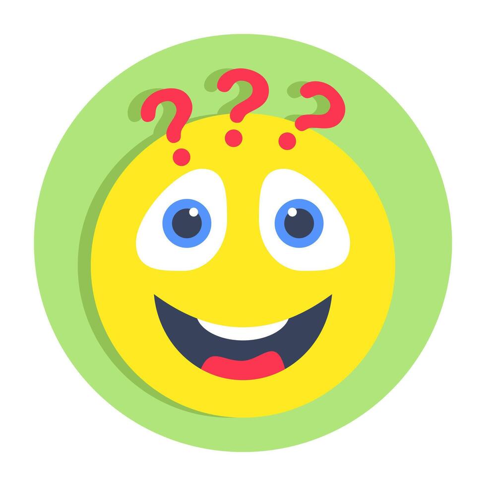 Conceptual flat rounded design icon of confused emoji vector