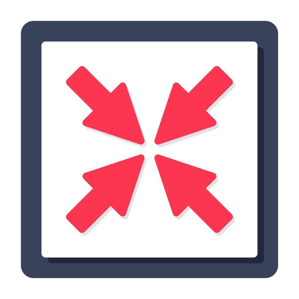 Editable design icon of inward arrows vector