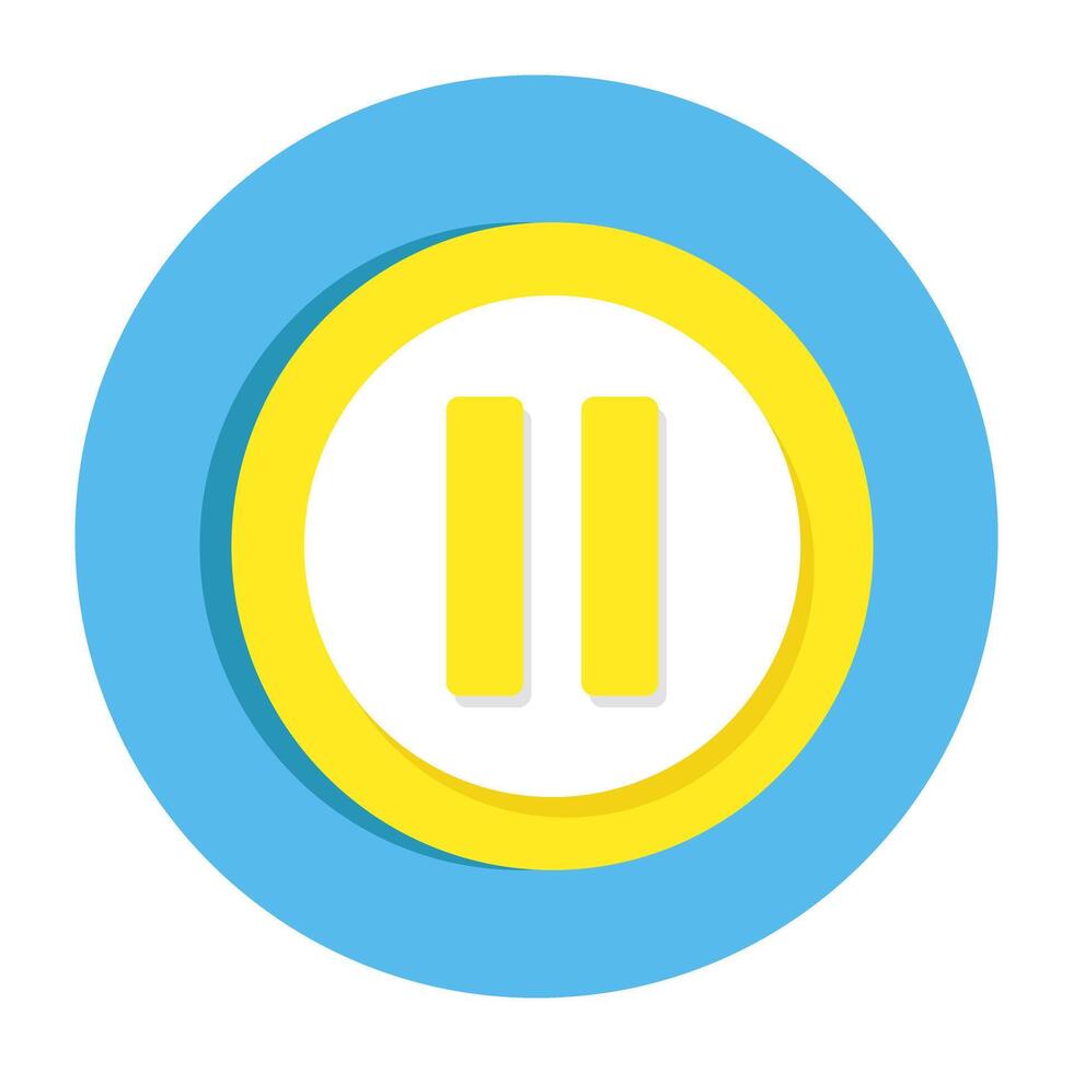 Conceptual flat design icon of pause button vector