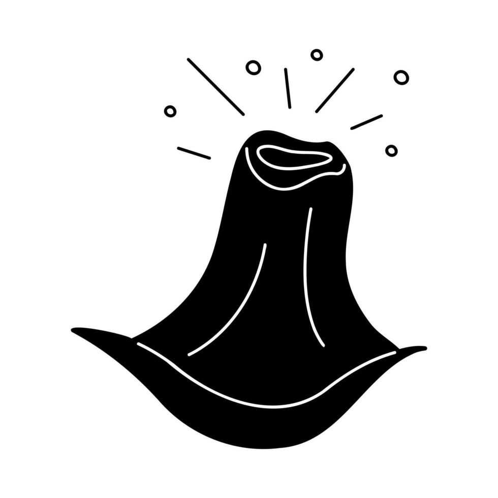 A volcano in black and white colors. Clip art for your projects. vector