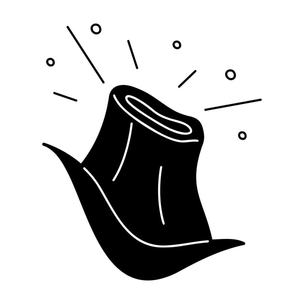 One volcano in black and white colors. Clip art for your projects. vector