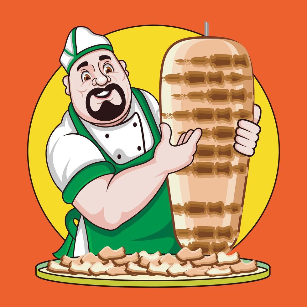 Arabic shawarma maker vector