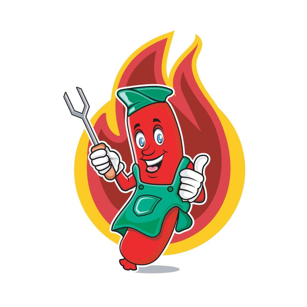 Grilled sausage Mascot vector