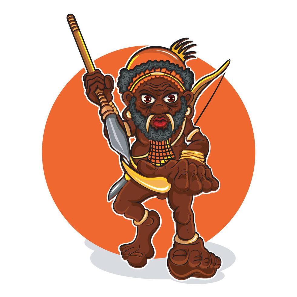 Figure of a war soldier from the Papuan tribe vector