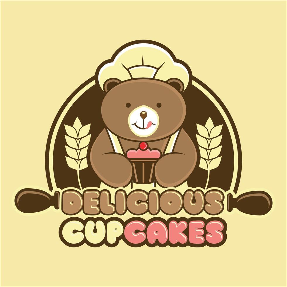 Delicious Bear Cupcakes vector