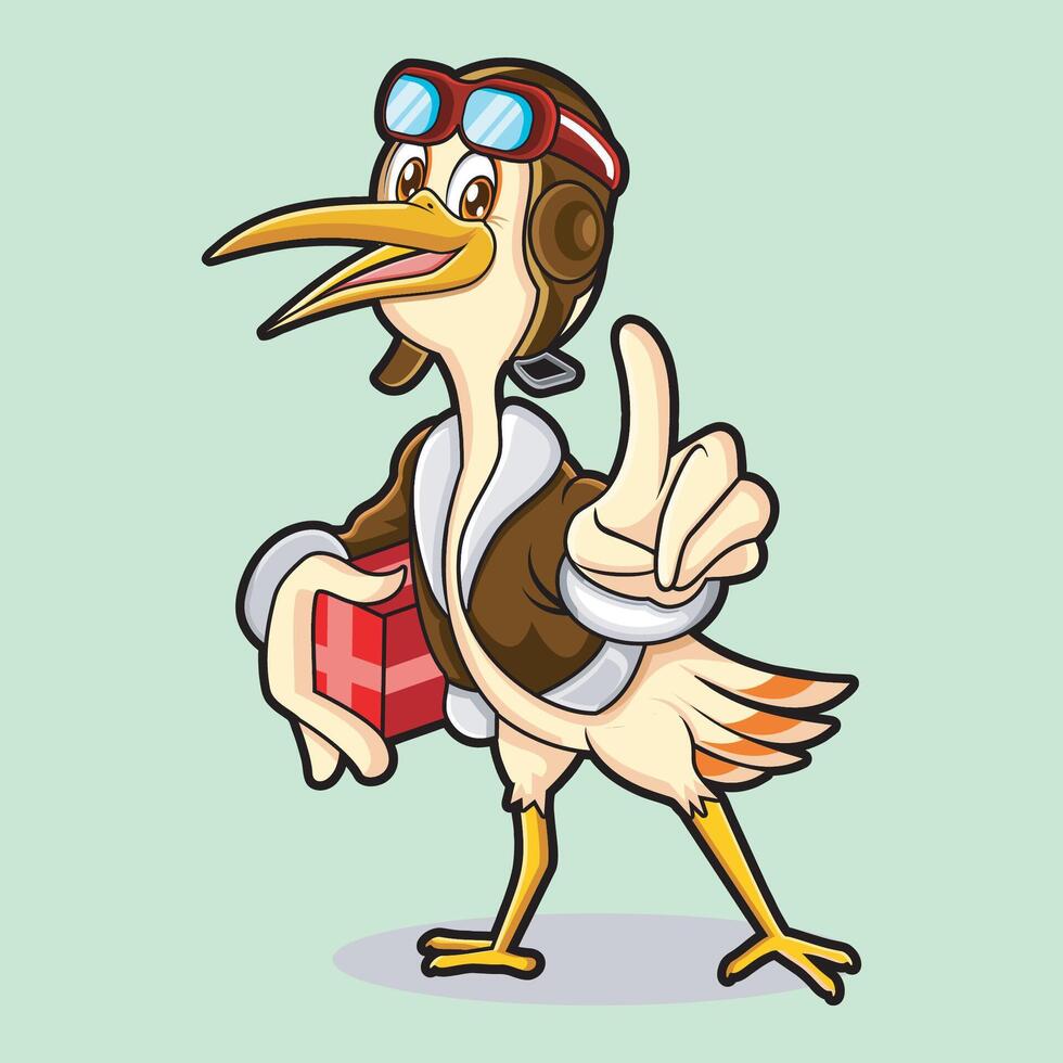 Stork bird deliver package vector